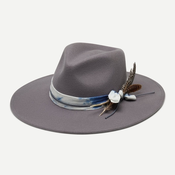 New Wyeth Amelia Wool Felt Hat in Grey Blue Feather Trim main image 7